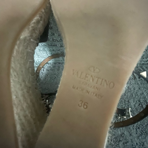 Valentino Garavani Women's Rockstud Wedge Espadrilles Leather Black size 36 - Picture 10 of 10